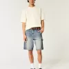 Pantaloni scurți largi din denim cu spălare medie