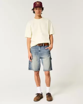 Pantaloni scurți largi din denim cu spălare medie