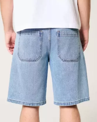 Pantaloni scurți largi din denim cu spălare medie