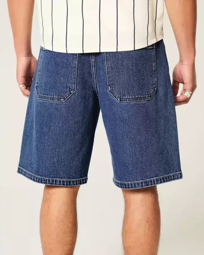 Pantaloni scurți largi din denim cu spălare medie