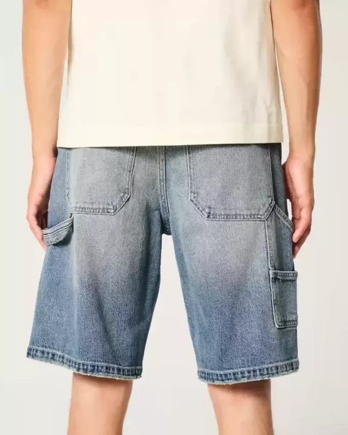 Pantaloni scurți largi din denim cu spălare medie