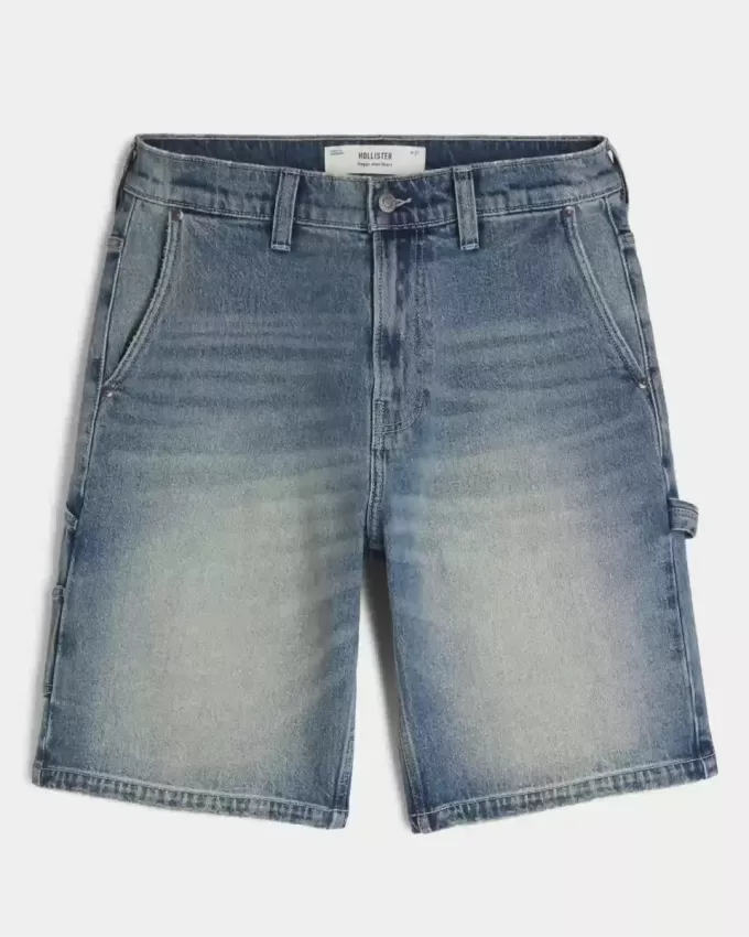 Pantaloni scurți largi din denim cu spălare medie