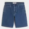 Pantaloni scurți largi din denim cu spălare medie