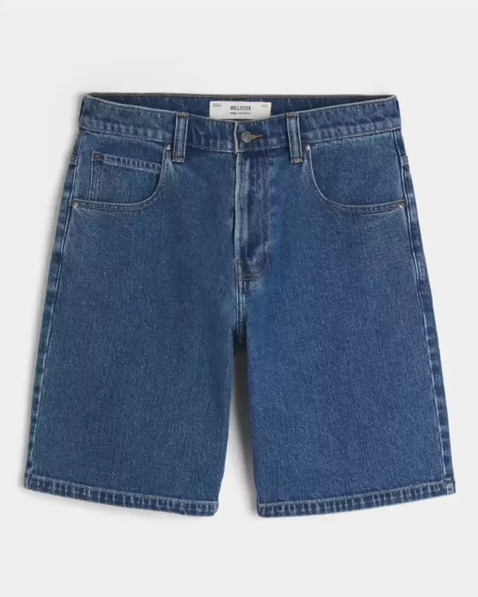 Pantaloni scurți largi din denim cu spălare medie
