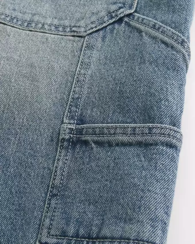 Pantaloni scurți largi din denim cu spălare medie