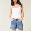 Pantaloni scurți largi din denim cu talie joasă Pantaloni scurți largi din denim cu talie joasă