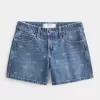 Pantaloni scurți largi din denim cu talie joasă Pantaloni scurți largi din denim cu talie joasă