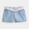 Pantaloni scurți largi din denim cu talie joasă, spalare medie, 5 inchi Pantaloni scurți largi din denim cu talie joasă, spalare medie, 5 inchi
