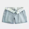 Pantaloni scurți largi din denim, cu talie mică, spălate ușoare, cu talie pliată, 5 inchi Pantaloni scurți largi din denim, cu talie mică, spălate ușoare, cu talie pliată, 5 inchi