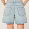Pantaloni scurți largi din denim, cu talie mică, spălate ușoare, cu talie pliată, 5 inchi Pantaloni scurți largi din denim, cu talie mică, spălate ușoare, cu talie pliată, 5 inchi