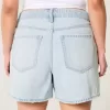 Pantaloni scurți largi din denim cu talie înaltă, spălat ușor, 5 inchi Pantaloni scurți largi din denim cu talie înaltă, spălat ușor, 5 inchi