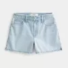 Pantaloni scurți largi din denim cu talie înaltă, spălat ușor, 5 inchi Pantaloni scurți largi din denim cu talie înaltă, spălat ușor, 5 inchi