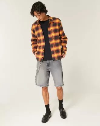Pantaloni scurți largi din denim negru spalat
