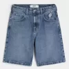 Pantaloni scurți largi din denim Rose Graphic Pantaloni scurți largi din denim Rose Graphic