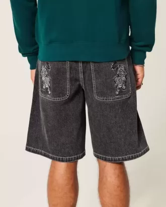 Pantaloni scurți largi din denim Tiger Graphic