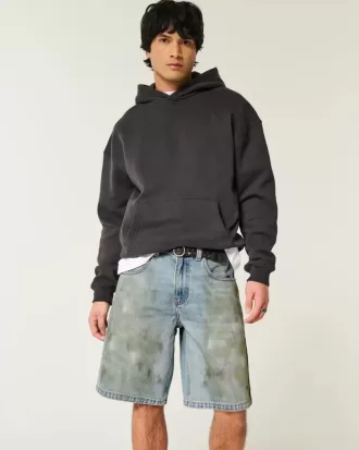 Pantaloni scurți largi din Jean uns
