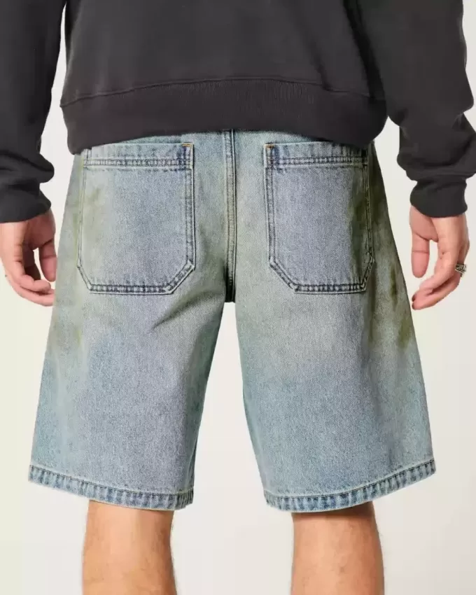 Pantaloni scurți largi din Jean uns
