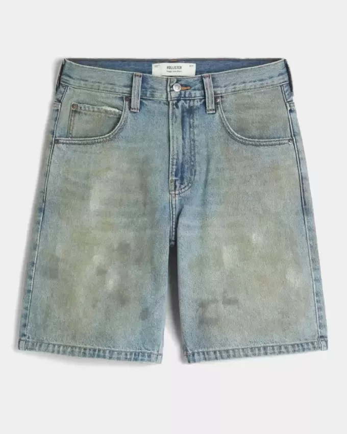 Pantaloni scurți largi din Jean uns