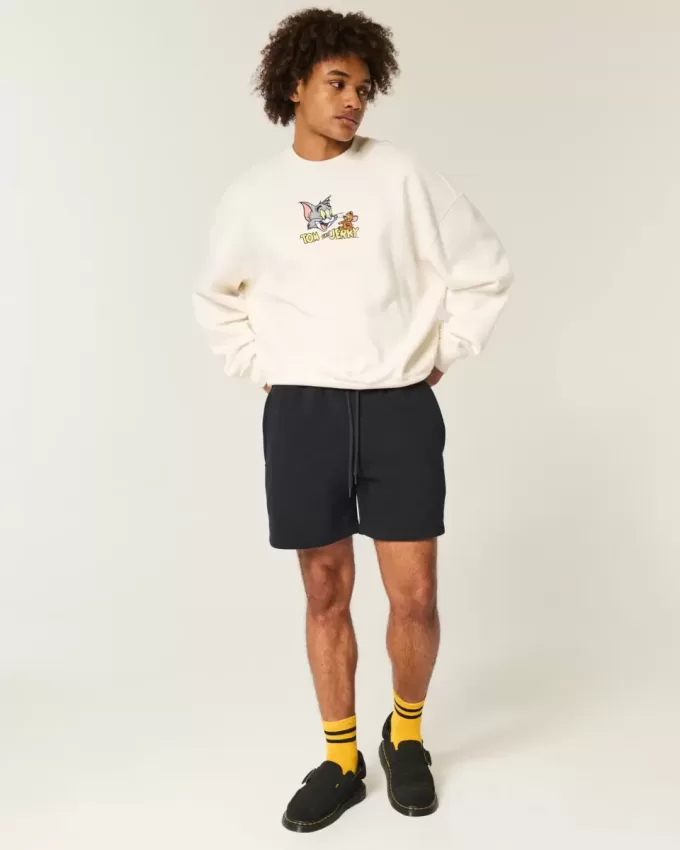 Pantaloni scurți lângi din lână la jumătatea coapsei Pantaloni scurți lângi din lână la jumătatea coapsei