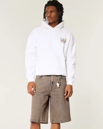 Pantaloni scurți maro Overdye Super Baggy din denim