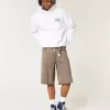 Pantaloni scurți maro Overdye Super Baggy din denim