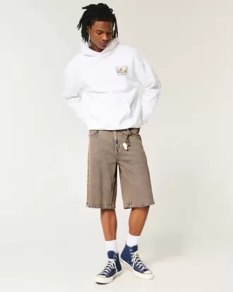 Pantaloni scurți maro Overdye Super Baggy din denim
