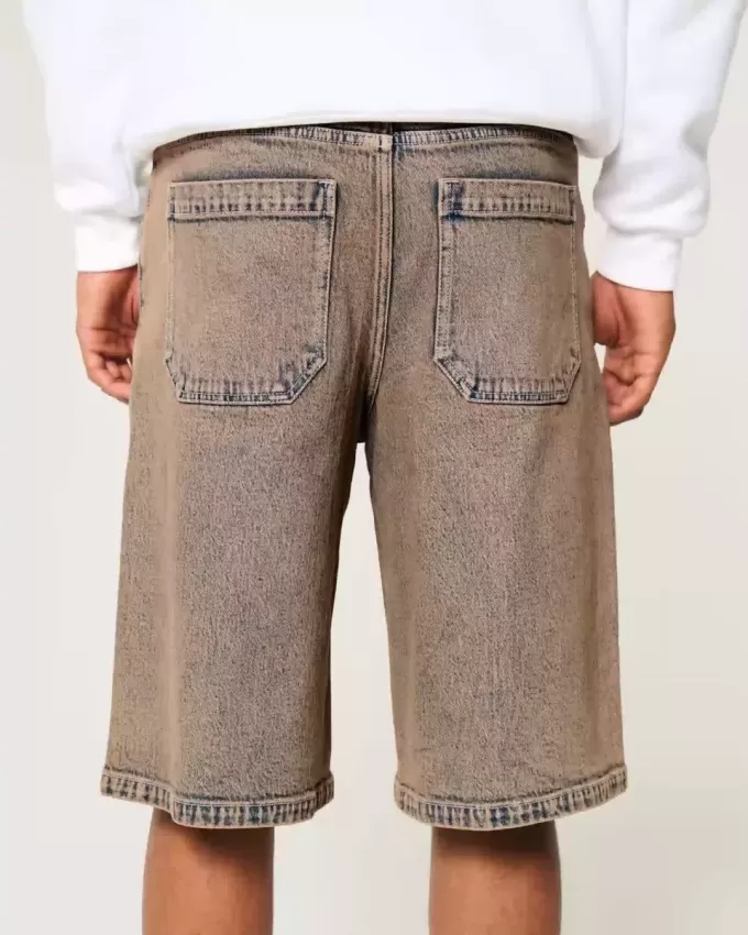Pantaloni scurți maro Overdye Super Baggy din denim