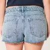 Pantaloni scurți mini din denim cu talie joasă, cu spalare ușoară Pantaloni scurți mini din denim cu talie joasă, cu spalare ușoară