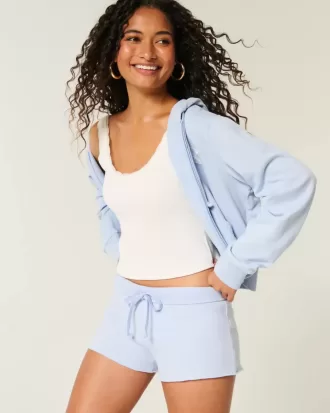 Pantaloni scurți mini fleece cu dantelă