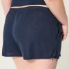 Pantaloni scurți moale cu fundă laterală din amestec de in Pantaloni scurți moale cu fundă laterală din amestec de in