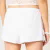 Pantaloni scurți moale cu fundă laterală din amestec de in Pantaloni scurți moale cu fundă laterală din amestec de in