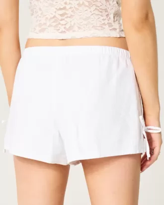 Pantaloni scurți moale cu fundă laterală din amestec de in