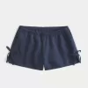 Pantaloni scurți moale cu fundă laterală din amestec de in Pantaloni scurți moale cu fundă laterală din amestec de in