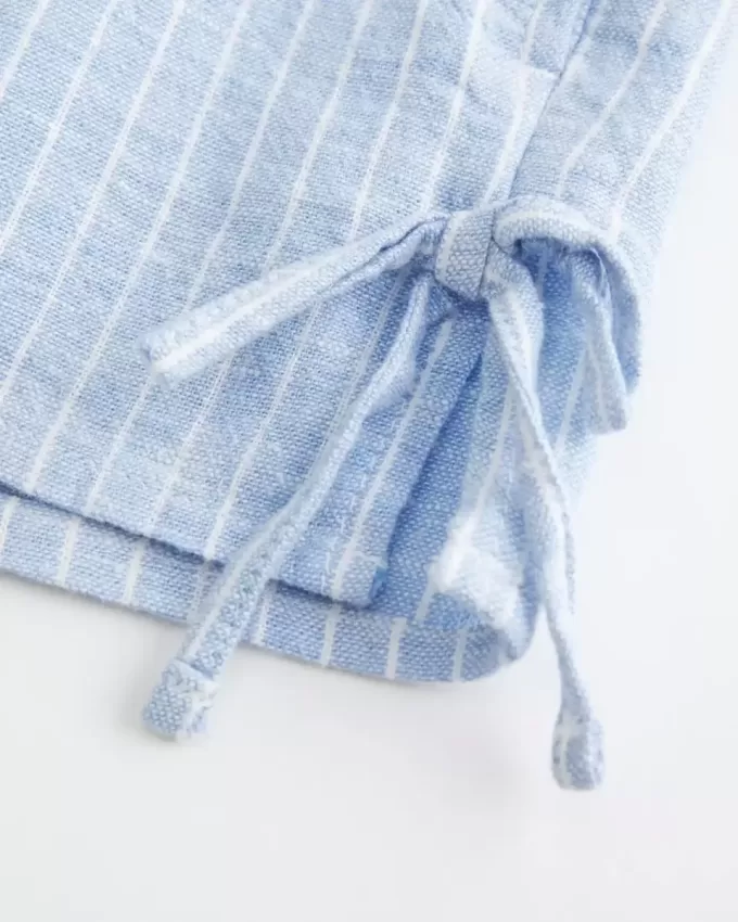 Pantaloni scurți moale cu fundă laterală din amestec de in Pantaloni scurți moale cu fundă laterală din amestec de in