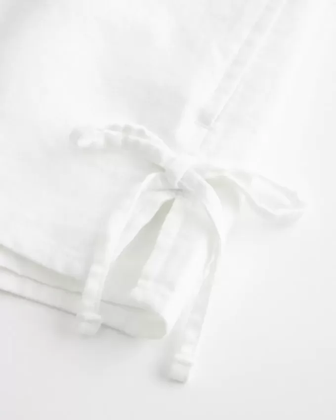 Pantaloni scurți moale cu fundă laterală din amestec de in Pantaloni scurți moale cu fundă laterală din amestec de in