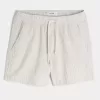Pantaloni scurți Seersucker din amestec de in la jumătatea coapsei