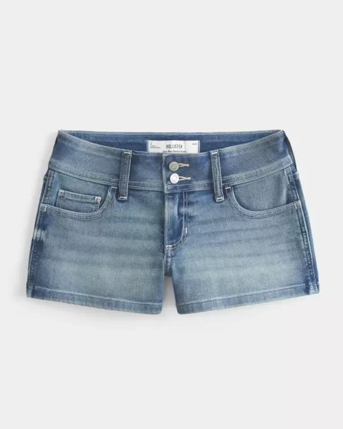 Pantaloni scurti cu talie joasă, cu spalare medie Pantaloni scurti cu talie joasă, cu spalare medie