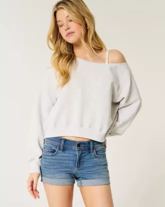Pantaloni scurti din denim cu talie joasă, cu spalare medie