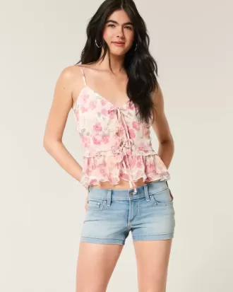 Pantaloni scurti din denim cu talie joasă, cu spalare medie