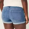 Pantaloni scurti din denim cu talie joasă, cu spalare medie Pantaloni scurti din denim cu talie joasă, cu spalare medie