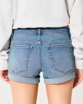 Pantaloni scurti din denim cu talie joasă, cu spalare medie