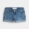 Pantaloni scurti din denim cu talie joasă, cu spalare medie Pantaloni scurti din denim cu talie joasă, cu spalare medie