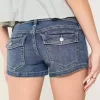Pantaloni scurti din denim cu talie joasă, cu spalare medie Pantaloni scurti din denim cu talie joasă, cu spalare medie