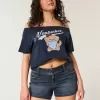 Pantaloni scurti din denim, cu talie joasă, întunecați Pantaloni scurti din denim, cu talie joasă, întunecați
