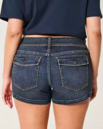 Pantaloni scurti din denim, cu talie joasă, întunecați