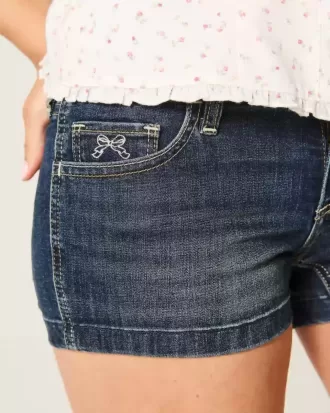 Pantaloni scurti din denim, cu talie joasă, spalat la culoare închisă
