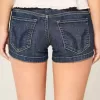 Pantaloni scurti din denim, cu talie joasă, spalat la culoare închisă Pantaloni scurti din denim, cu talie joasă, spalat la culoare închisă