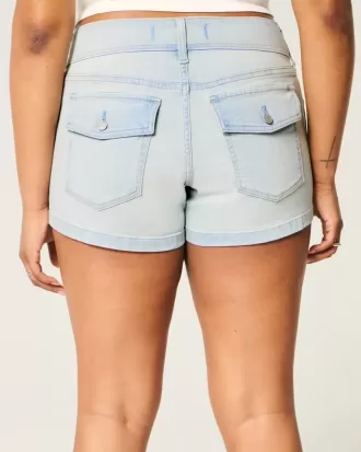 Pantaloni scurti din denim, cu talie joasă, spălat ușor