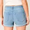 Pantaloni scurti din denim cu talie înaltă, rupte, cu spalare medie Pantaloni scurti din denim cu talie înaltă, rupte, cu spalare medie