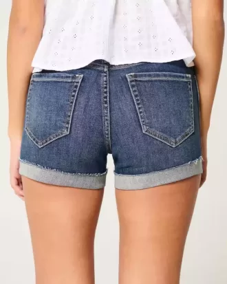 Pantaloni scurti din denim cu talie înaltă, rupte, decolorate
